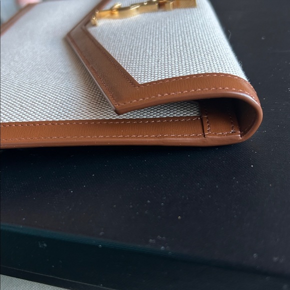 YVES SAINT LAURENT Uptown Pouch in Canvas and Leather - Natural Beige - Picture 7 of 9